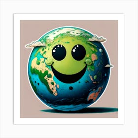 Earth Smiley Art Print