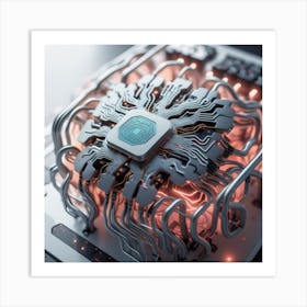 3d Rendering Of A Computer Chip Art Print