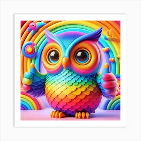 Rainbow Owl 1 Art Print