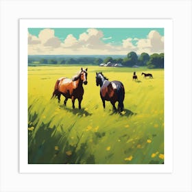 Horses In The Meadow 4 Art Print