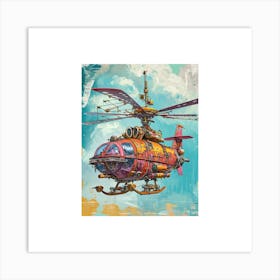 Retro Steampunk Helicopter 1 Art Print