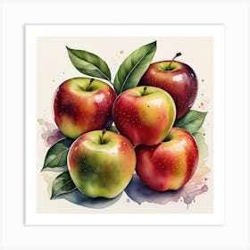 Watercolor Apple Painting Art Print