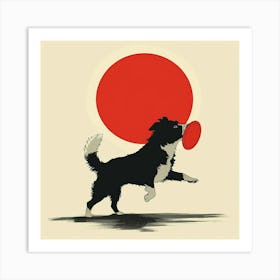 Dog With Frisbee Art Print