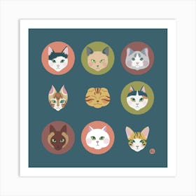 Whisker Gang [dark green] Art Print