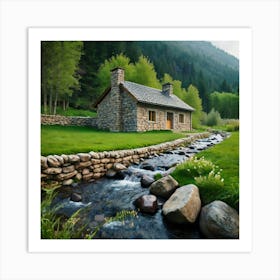 Cabin In The Mountains 1 Art Print