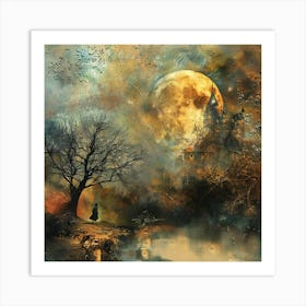 Full Moon In The Forest Art Print