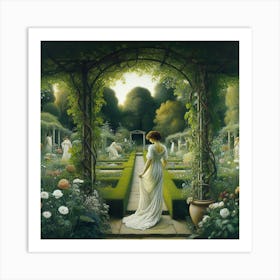 Lady In A Garden 1 Art Print