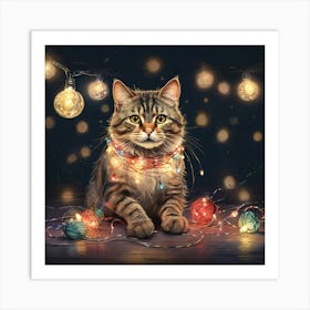 Christmas Cat 8 Art Print