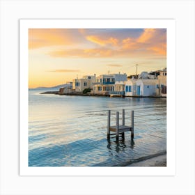 Mykonos Ocean view sunset 4 Art Print