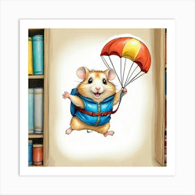 Hamster With Parachute Art Print