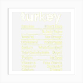 Turkey Nutrition Facts Thanksgiving Nutrition Facts Art Print