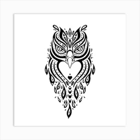 Black And White Visual Arts Bird Line Art Owl Art Print