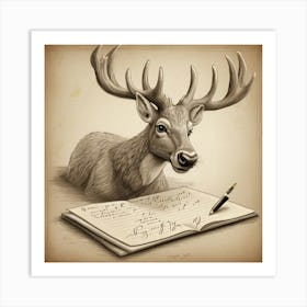 Deer Drawing 11 Art Print