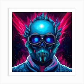 Neon Skull Art Print