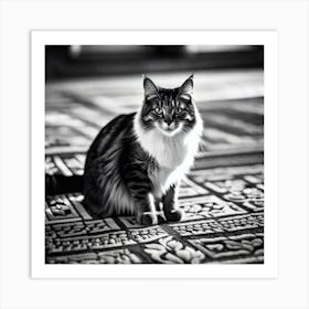 Cat On A Rug Art Print