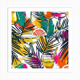 Seamless Pattern With Tropical Drinks 4 Art Print