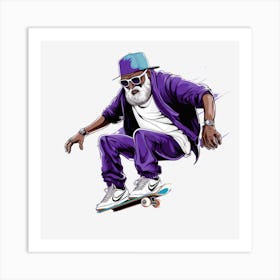 Old Man Skateboarding 3 Art Print