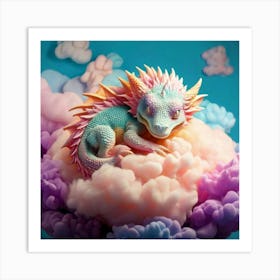 Firefly Sleeping Baby Dragon Cradled On Candy Clouds 25975 (2) Art Print