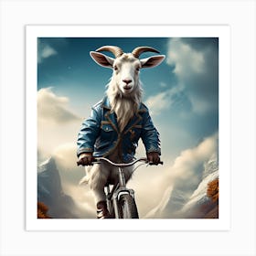 Goat Riding A Bike Art Print