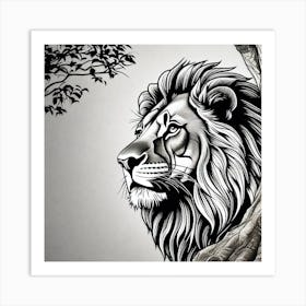 Lion In The Tree 4 Art Print