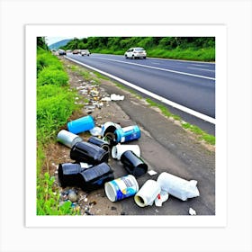 Roadside Rubbish Litter Trash Debris Pollution Garbage Waste Environment Pollution Environ (15) Art Print