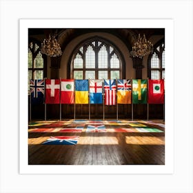 A Collection Of Intricately Designed Global Country Flags Aligned Neatly In A Grid With Each Flag (5) Art Print