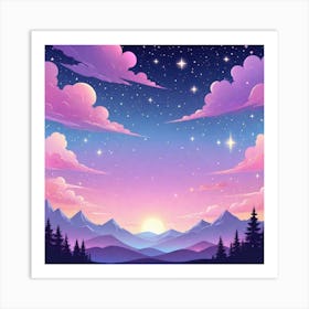 Sky With Twinkling Stars In Pastel Colors Square Composition 71 Art Print