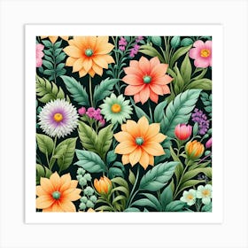 Floral Wallpaper 7 Art Print