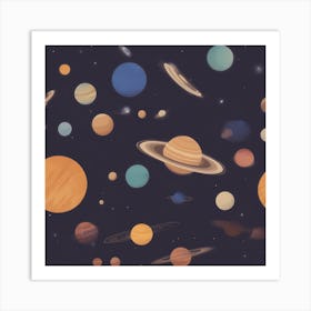 Planets Wallpaper Art Print