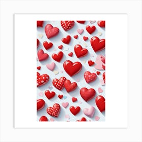 Hearts On A White Background Art Print