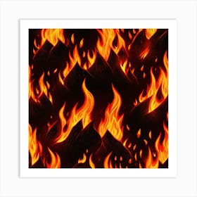 Flames On Black Background 20 Art Print