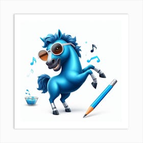 Blue Horse 1 Art Print