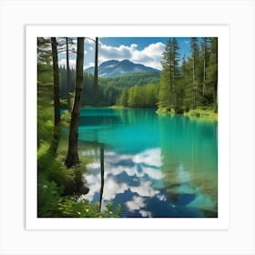 Blue Lake In The Mountains 14 Art Print