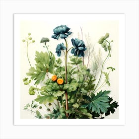 Blue Anemones Art Print