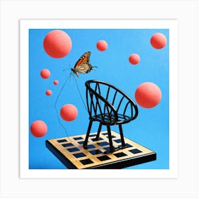 Butterfly On A Chair Art Print