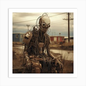 Robot In A Dessert Town Art Print