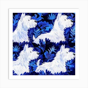 Blue And White Westie Art Print