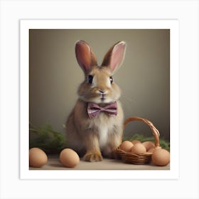 Bunny With Basket Of Eggs Art Print