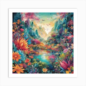 Rainbow Of Flowers Art Print