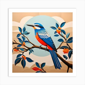 Mexican Muralism, Bird On a Branch, folk art, 137 Art Print