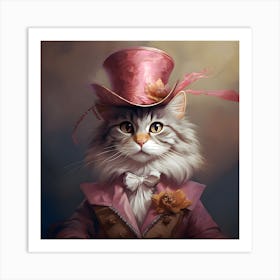 Aristocratic Cat In Pink Art Print