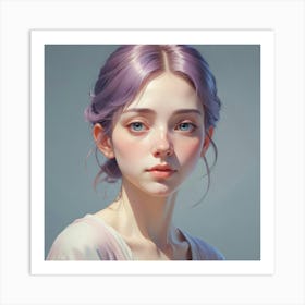 Girl With Purple Hair 1 Art Print