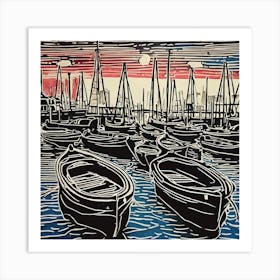 Boats In The Harbor Art Print