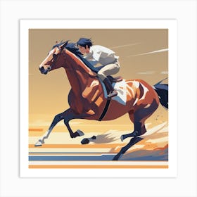 Horse Racing Illustration Art Print