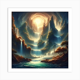 Mythical Waterfall 16 Art Print