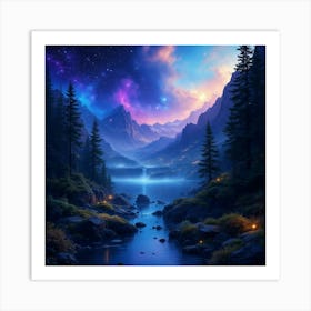 Night In The Mountains Art Print