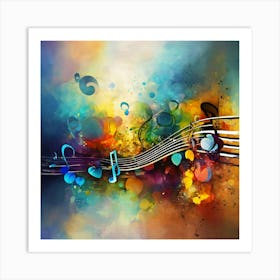 Colorful Music Notes Art Print