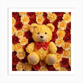 Teddy Bear With Roses 8 Art Print