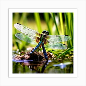 Nature Dragonfly Mating Couple Insect Sitting Duck Pond Lively Dvd Fauna Wild Animal Gras (6) Art Print