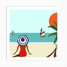 Woman On The Beach Art Print